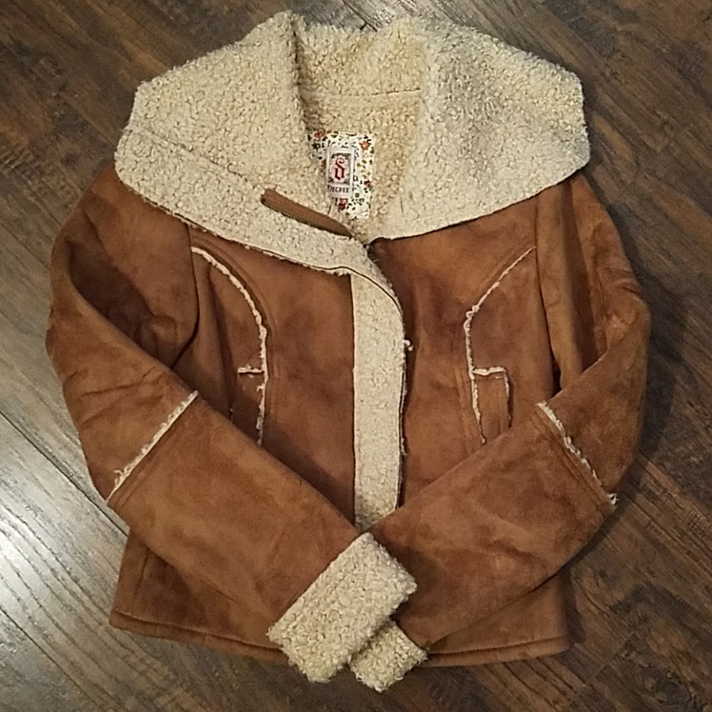 Faux Suede Shearling Jacket Small